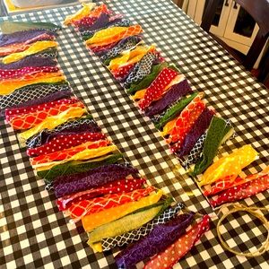 Rainbow fabric garland - 7 ft by 10 inches
